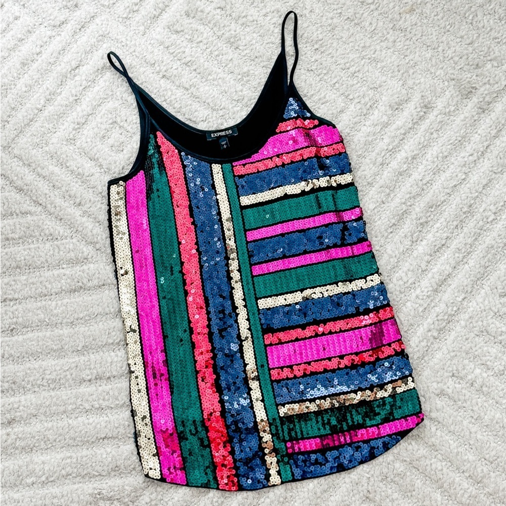 Like New! Express Vibrant Sequin Tank - Size S